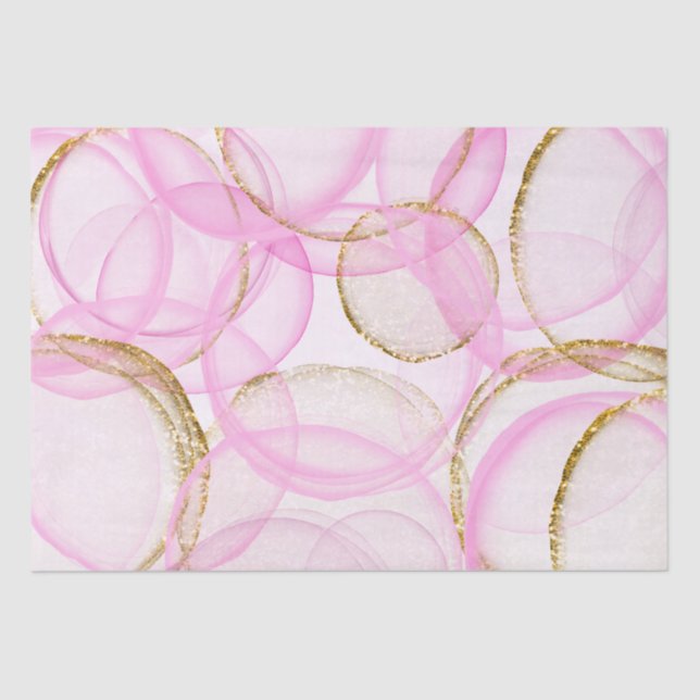 Pink and Gold Ink Circle Pattern  Tissue Paper (Front)