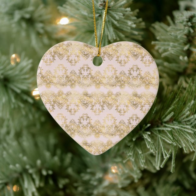 Pink and Gold Lace Ceramic Tree Decoration (Tree)