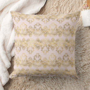 Pink and Gold Lace Cushion