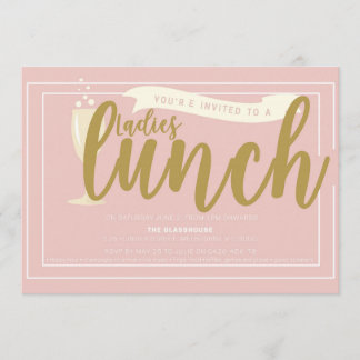 Pink and Gold Ladies Lunch Invitation