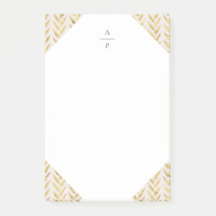 Pink and Gold Leaf Monogrammed Post-it Notes