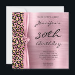 Pink and Gold Leopard Foil Gem Heart 30th Birthday Invitation<br><div class="desc">Create your own customisable birthday invitations for glamourous 30th birthday. On the left is a shiny pink, black and gold leopard print foil graphic. On the right, leaving room for your custom invite, is a girly pink ombre brushed foil style digital art graphic. These two colour design blocks are separated...</div>