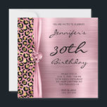 Pink and Gold Leopard Foil Gem Heart 30th Birthday Invitation<br><div class="desc">Create your own customisable birthday invitations for glamourous 30th birthday. On the left is a shiny pink, black and gold leopard print foil graphic. On the right, leaving room for your custom invite, is a girly pink ombre brushed foil style digital art graphic. These two colour design blocks are separated...</div>