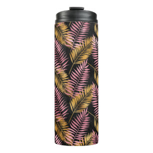 Pink and Gold Leopard Leafs Thermal Tumbler