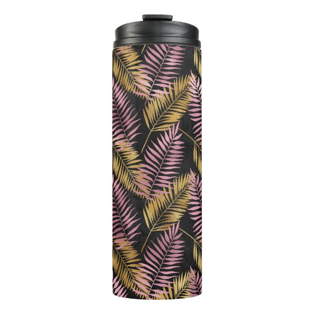 Pink and Gold Leopard Leafs Thermal Tumbler (Front)