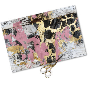 Pink and Gold Leopard Print Furniture Decoupage Tissue Paper
