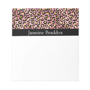 Pink and Gold Leopard Print Notepad
