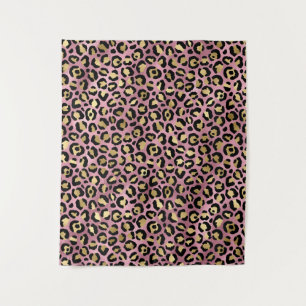 Pink and Gold Leopard Print Tapestry