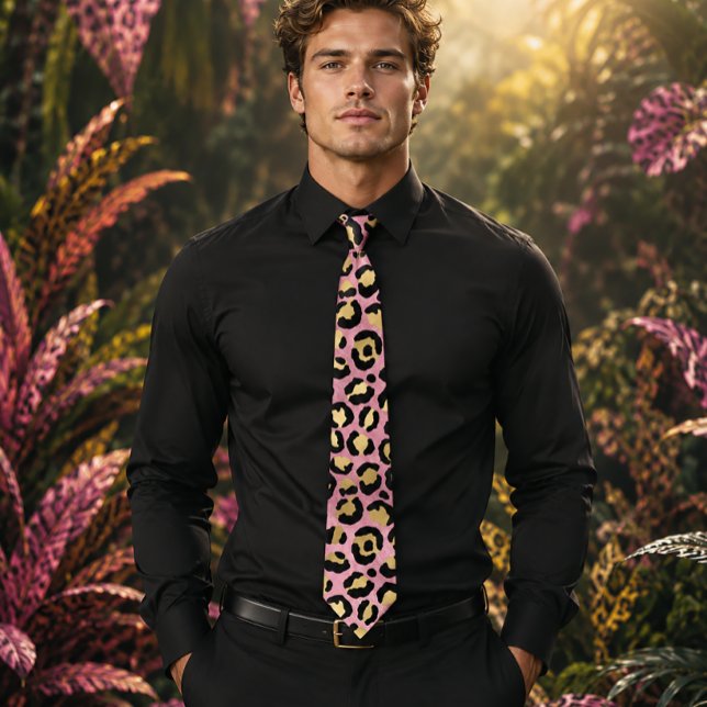 Pink and Gold Leopard Print Tie (Creator Uploaded)