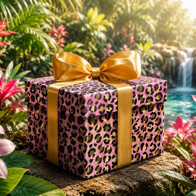 Pink and Gold Leopard Print Wrapping Paper (Creator Uploaded)