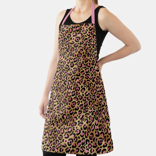 Pink and Gold Leopard Series Design 13  Apron (Insitu)