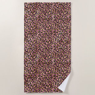 Pink and Gold Leopard Series Design 15 Beach Towel