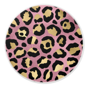 Pink and Gold Leopard Series Design 15 Ceramic Knob