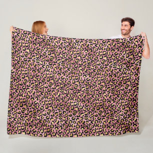 Pink and Gold Leopard Series Design 15 Fleece Blanket