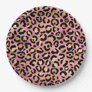 Pink and Gold Leopard Series Design 15 Paper Plate