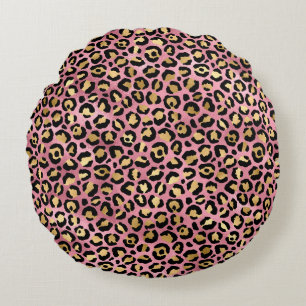 Pink and Gold Leopard Series Design 15 Round Cushion