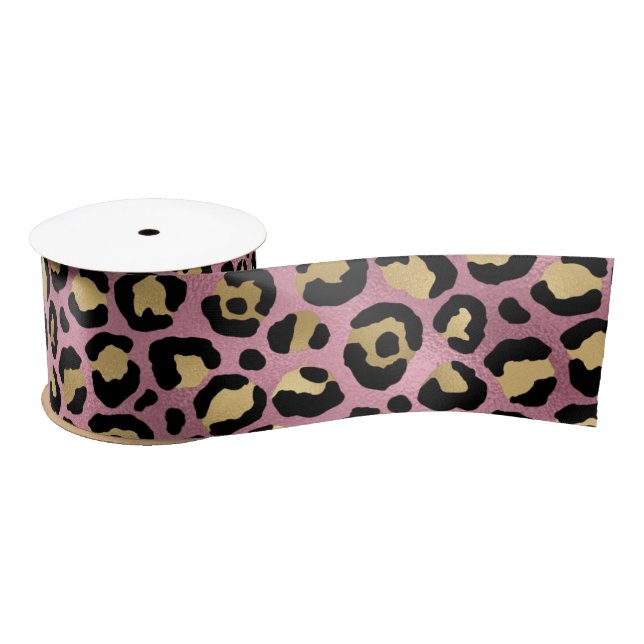 Pink and Gold Leopard Series Design 15 Satin Ribbon (Spool)