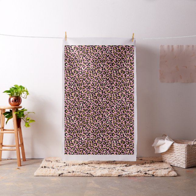 Pink and Gold Leopard Spot Pattern Fabric (In Situ)