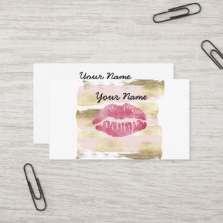 Pink and Gold Lip Business Card Bottom Lip