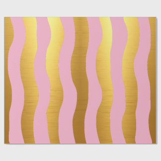 Pink and Gold Luxe Modern Stripes Wrapping Paper