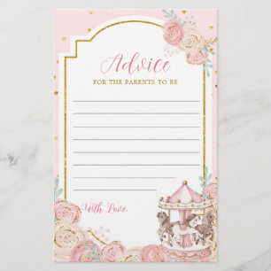 Pink and Gold Magical Carousel Advice Card