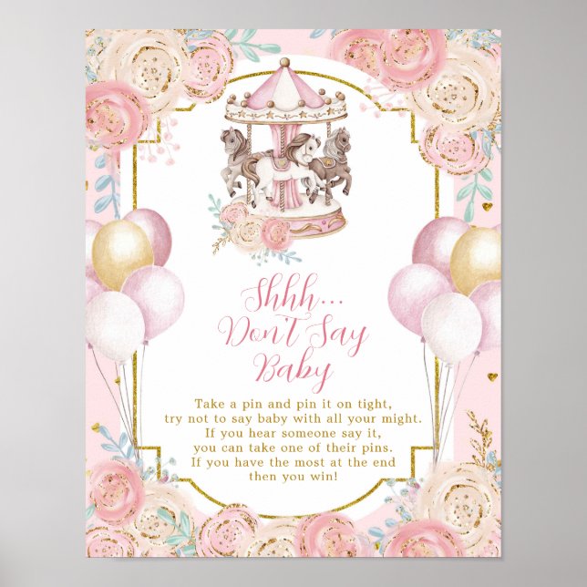Pink and Gold Magical Carousel Don't Say Baby Poster (Front)