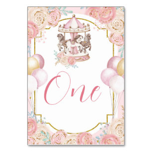 Pink and Gold Magical Carousel Table Number