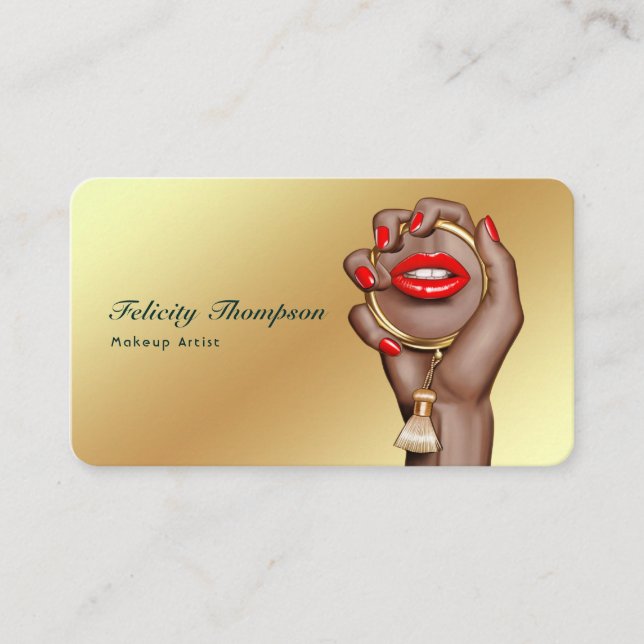 Pink and Gold Makeup Artist Business Card (Front)