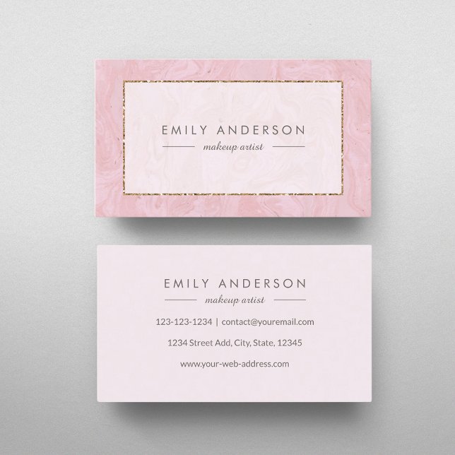Pink and Gold Marble Business Card (Creator Uploaded)