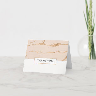 Pink and gold marble effect thank you card- folded card