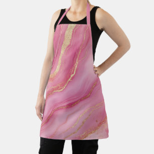 Pink and Gold Marble Elegant Apron