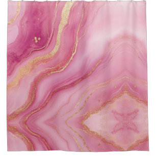 Pink and Gold Marble Elegant Shower Curtain