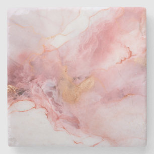 Pink and Gold Marble Elegant Stone Coaster