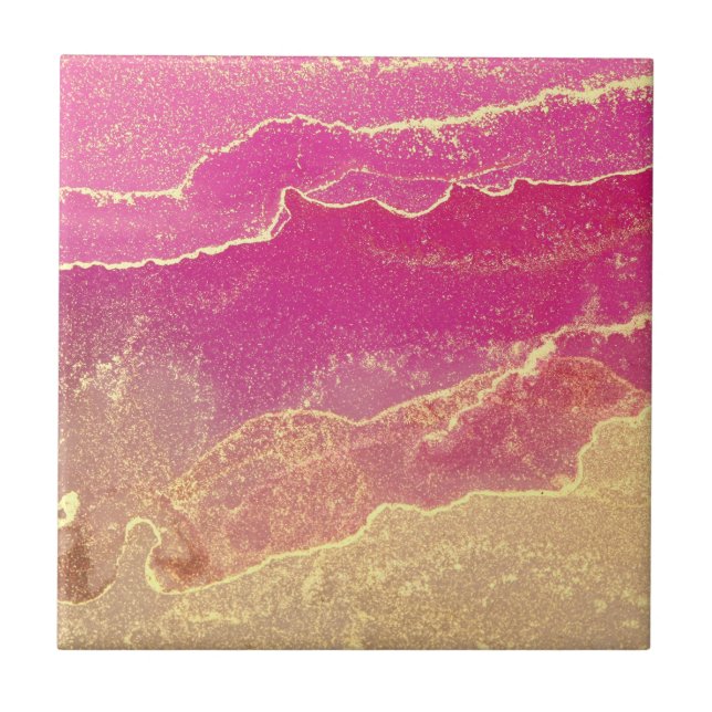 Pink and Gold Marble Elegant Tile (Front)