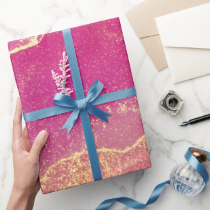 Pink and Gold Marble Elegant Wrapping Paper