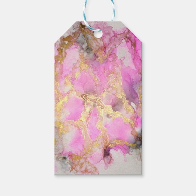Pink and Gold Marble  Gift Tags (Front)