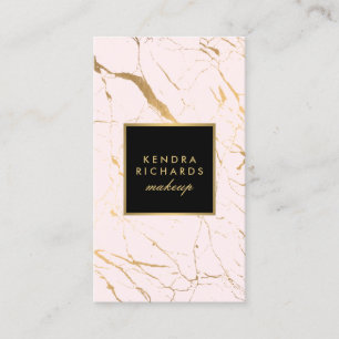Pink and Gold Marble Makeup Artist Business Card