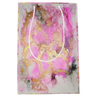 Pink and Gold Marble Medium Gift Bag