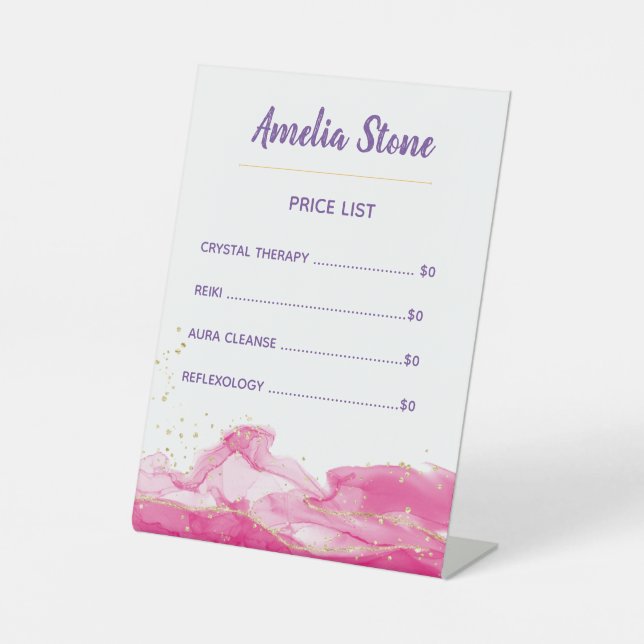 Pink and Gold Marble Pedestal Sign (Front)