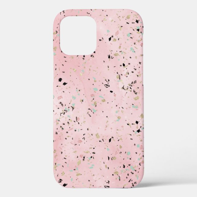 Pink and Gold Marble Terrazzo Case-Mate iPhone Case (Back)