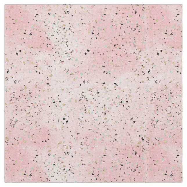 Pink and Gold Marble Terrazzo Fabric (Close Up)