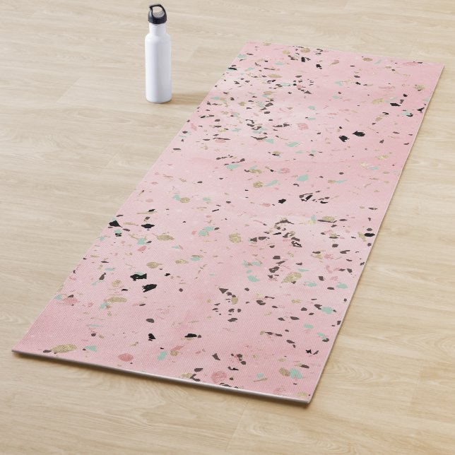 Pink and Gold Marble Terrazzo Yoga Mat (In Situ)