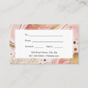 Pink and Gold Marble Watercolor Gift Certificate