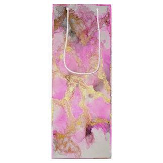Pink and Gold Marble Wine Bottle Gift Bag