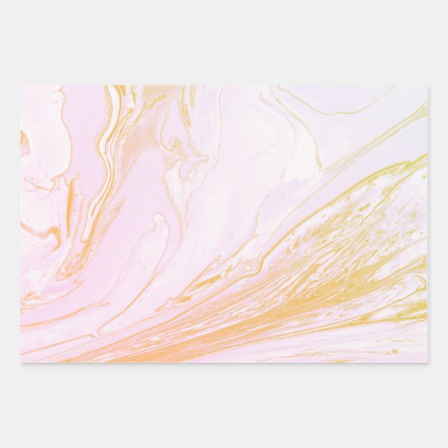 Pink and Gold Marbled Wrapping Paper Sheet (Front 3)