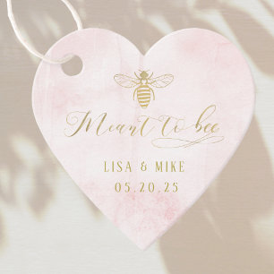 Pink and Gold Meant to Bee Wedding Honey Favour Tags