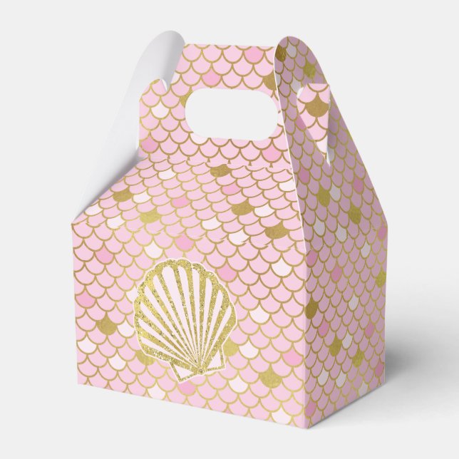 Pink and Gold Mermaid Favour Box (Back Side)