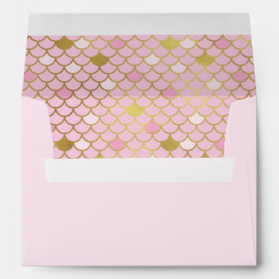 Pink and Gold Mermaid Scales Envelope
