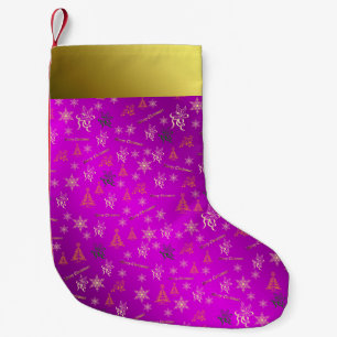 pink and gold merry christmas stocking