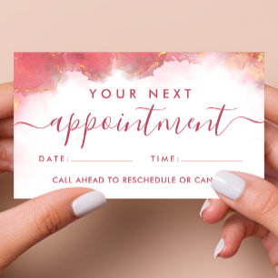 Pink And Gold Modern Art Liquid Watercolor Ink Appointment Card
